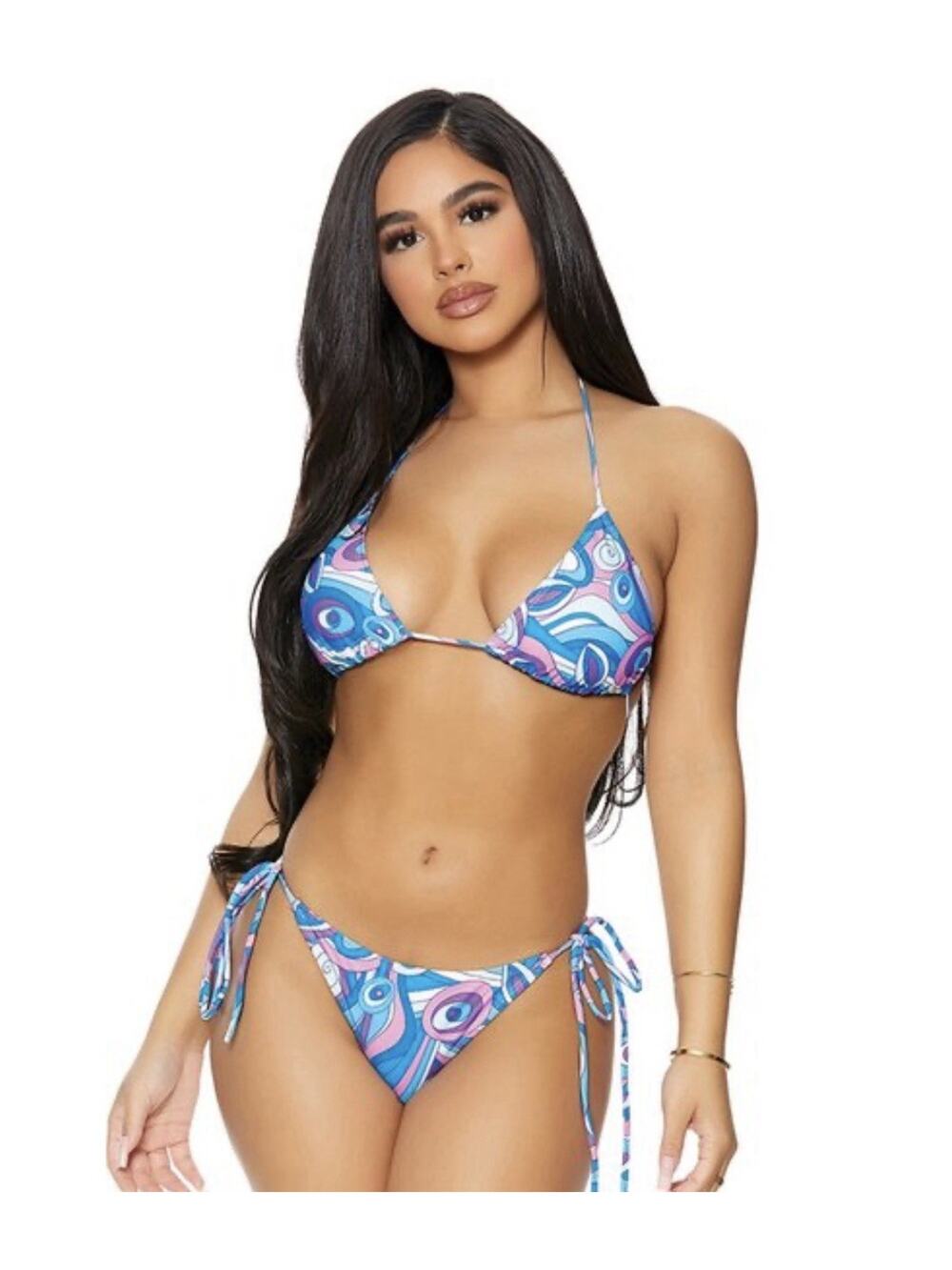 NWT Forplay Dominica Bikini Set Paisley Blue Sz M